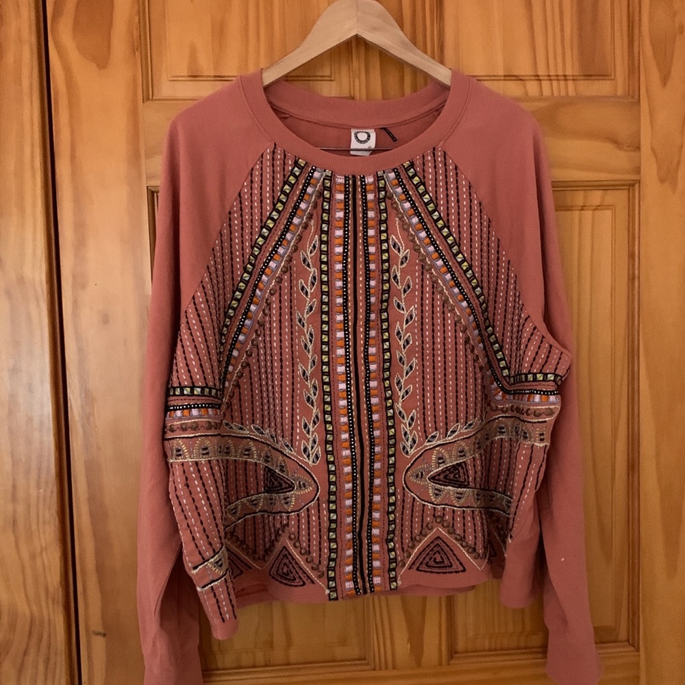 Anthropologie Akemi+ Kin beaded sweater XL